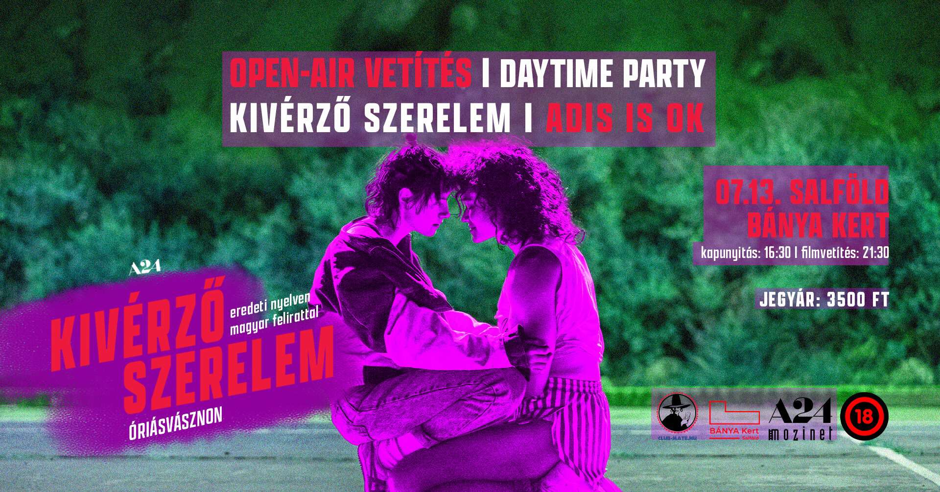 LOVE LIES BLEEDING - Kivérző szerelem-Open-air vetítés és buli-Bánya Kert